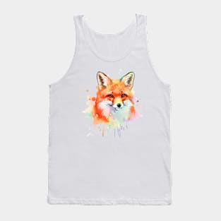 Vibrant Watercolor Fox Portrait - Artistic Wildlife Tee Tank Top